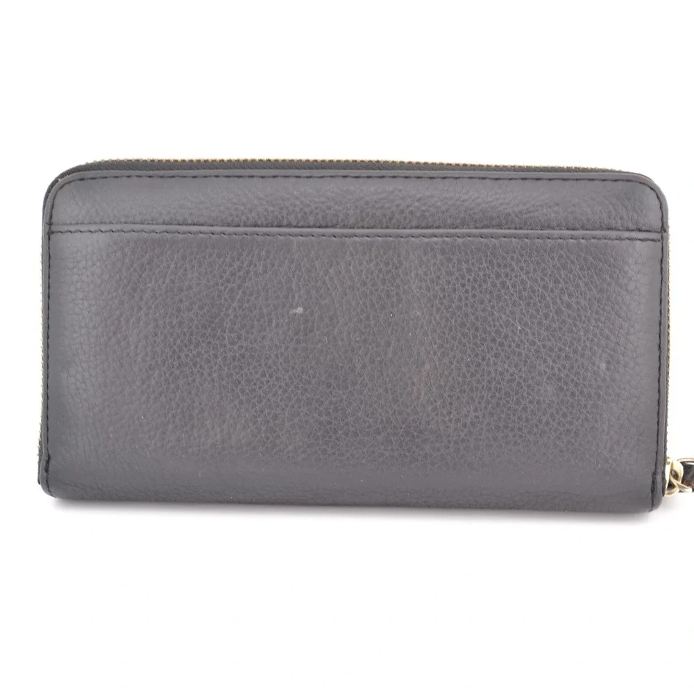 Kate Spade‎ New York Black Leather Zip Around Pebbled Leather Wallet Card Holder